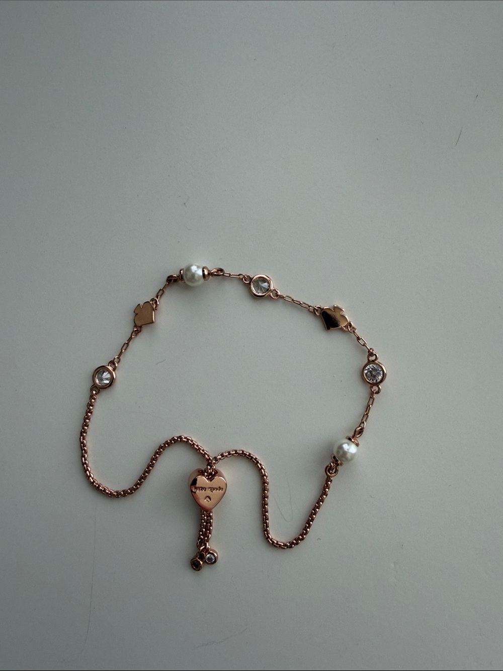 Kate Spade Rose Gold Pearl & Crystal Adjustable Bracelet - Picture 1 of 1